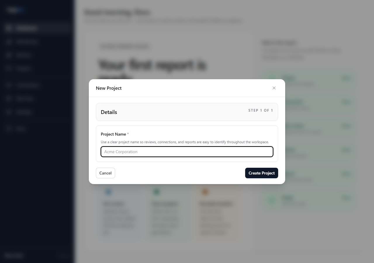 Create project modal