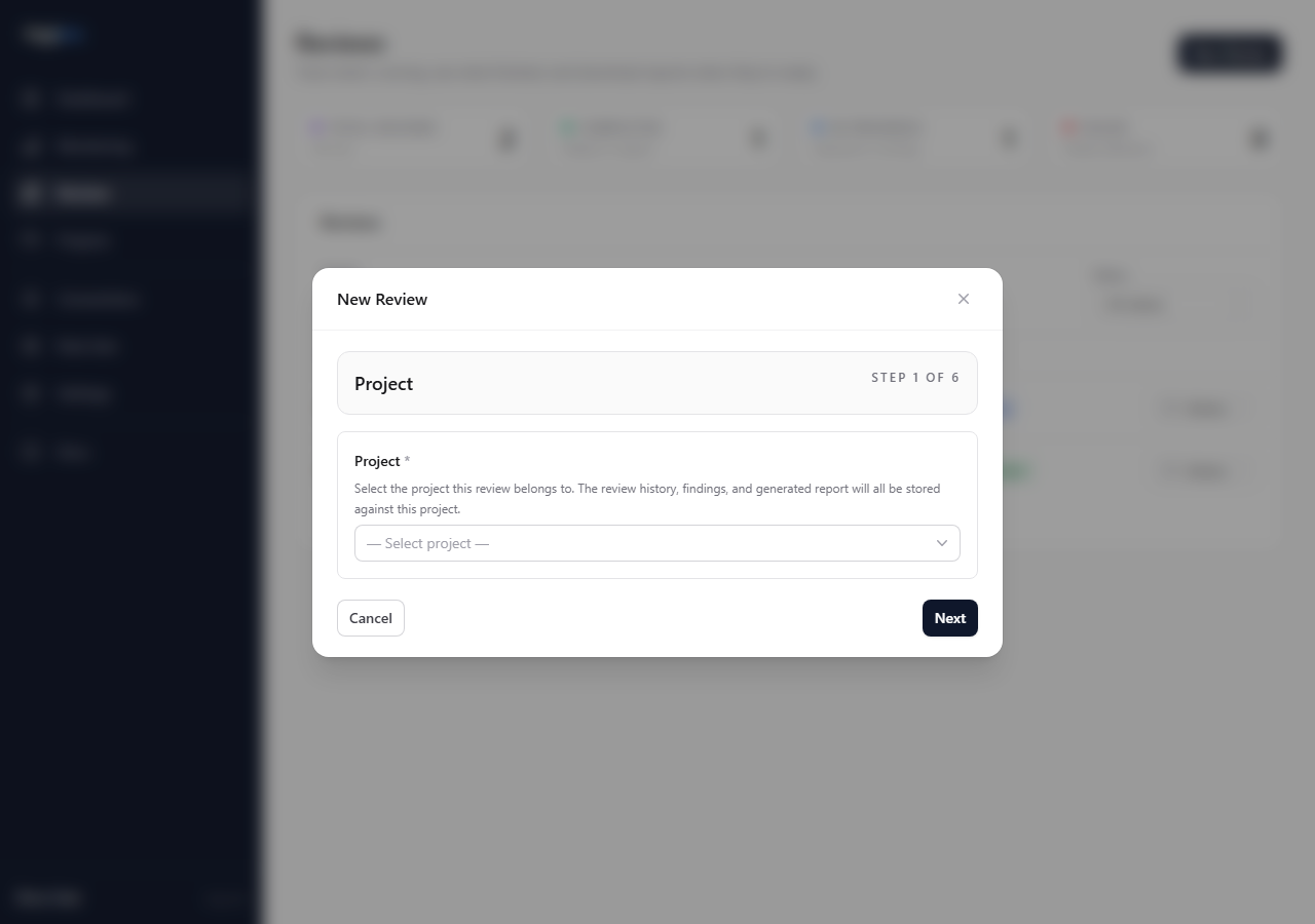New review — project step